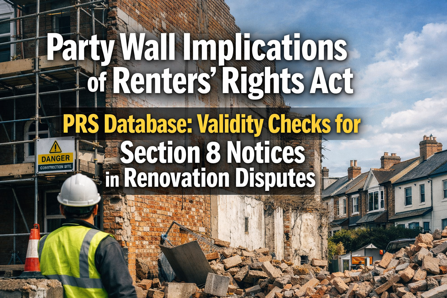 Professional landscape hero image () with : "Party Wall Implications of Renters' Rights Act PRS Database: Validity Checks