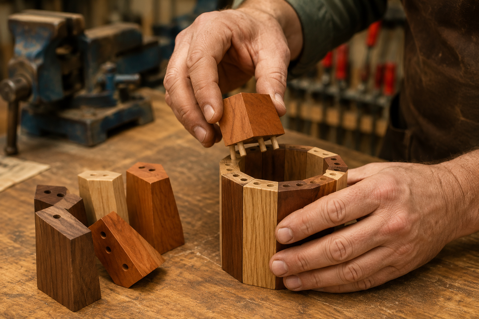 Basic Dowel Techniques for Robust Wooden Pen and Pencil Holders: Desk Organizers with Segmented Compartments