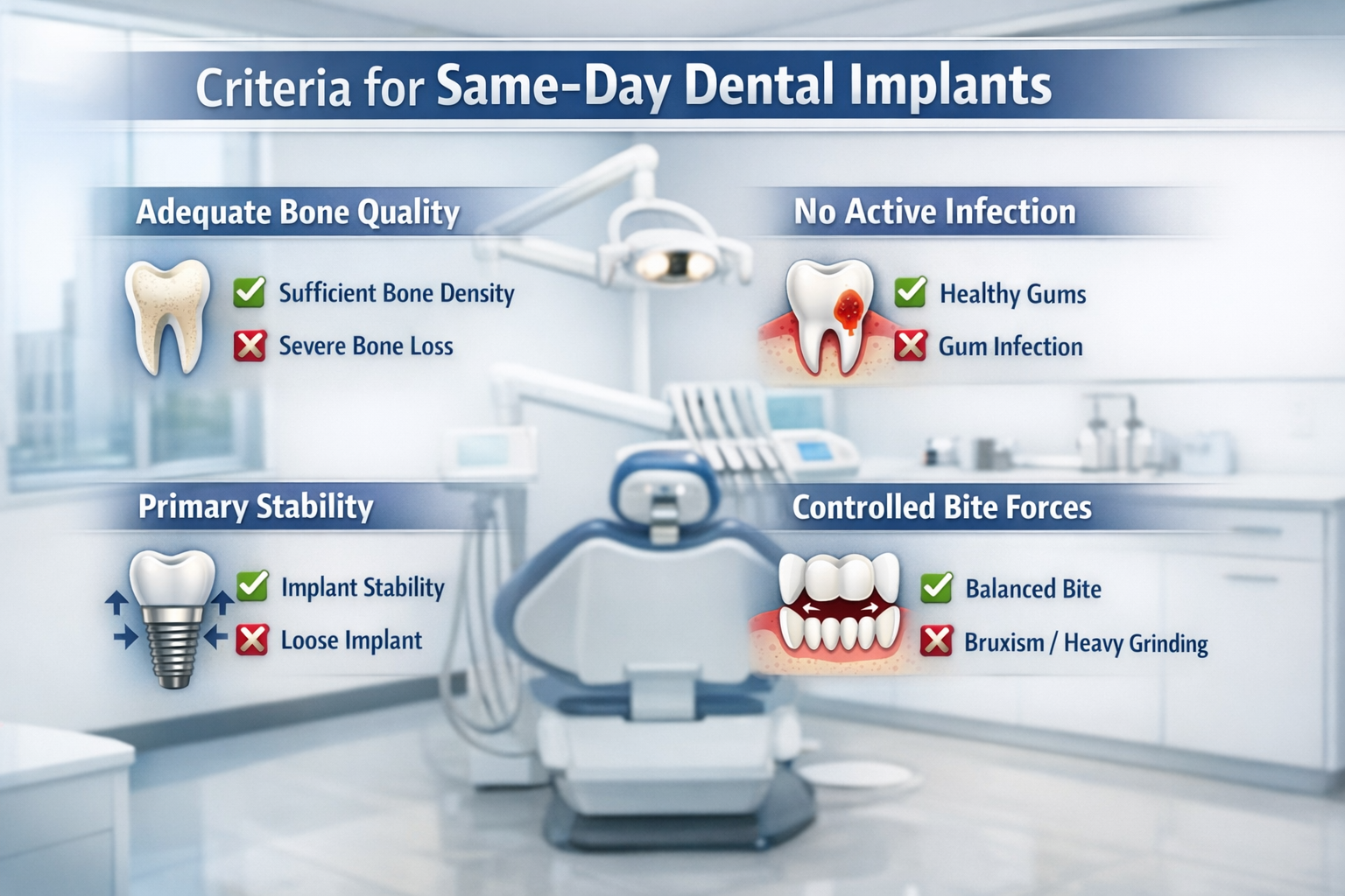 Can dental implants be done in one day (immediate load same-day teeth)?