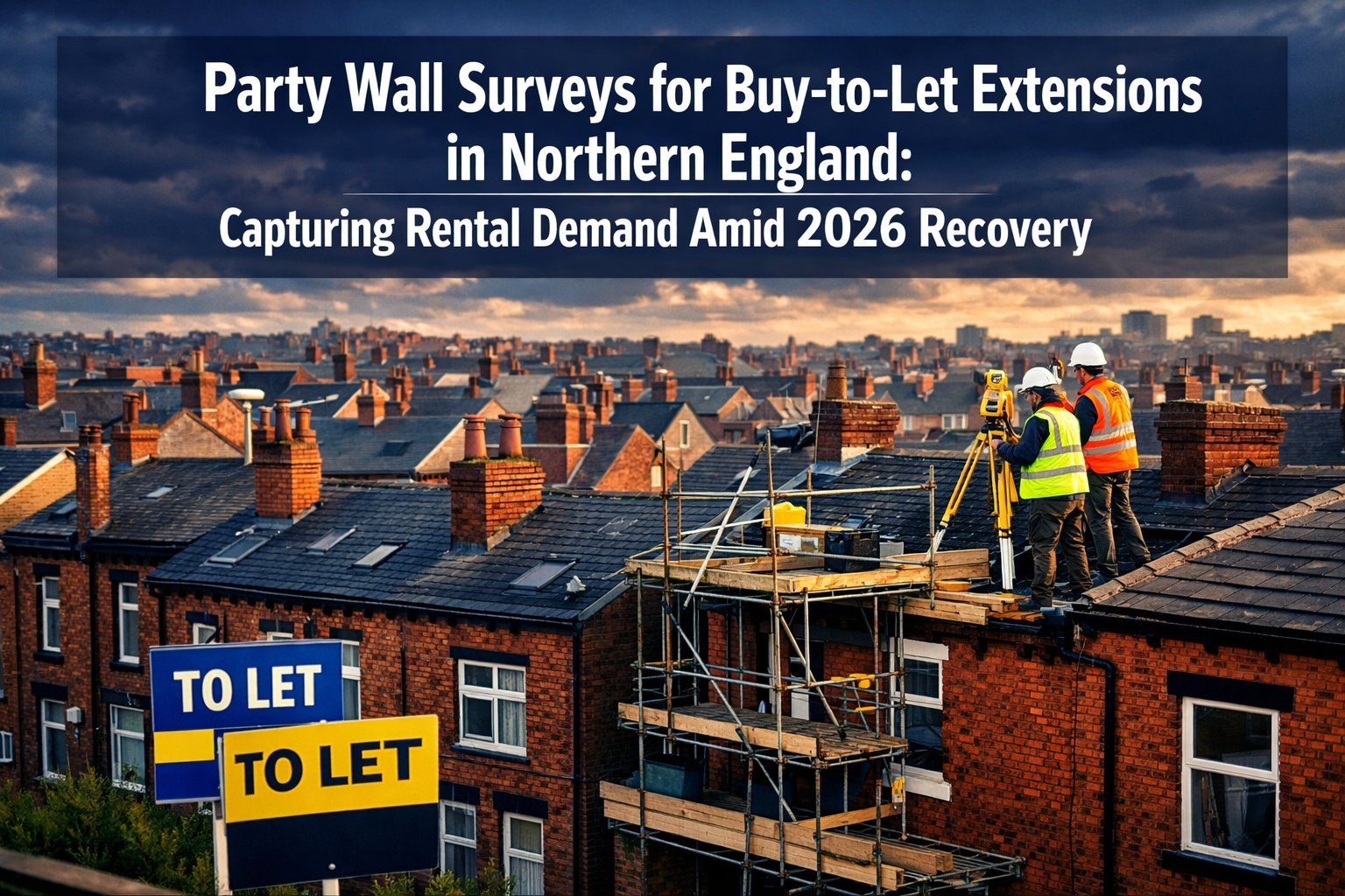 Professional () hero image featuring 'Party Wall Surveys for Buy-to-Let Extensions in Northern England: Capturing Rental