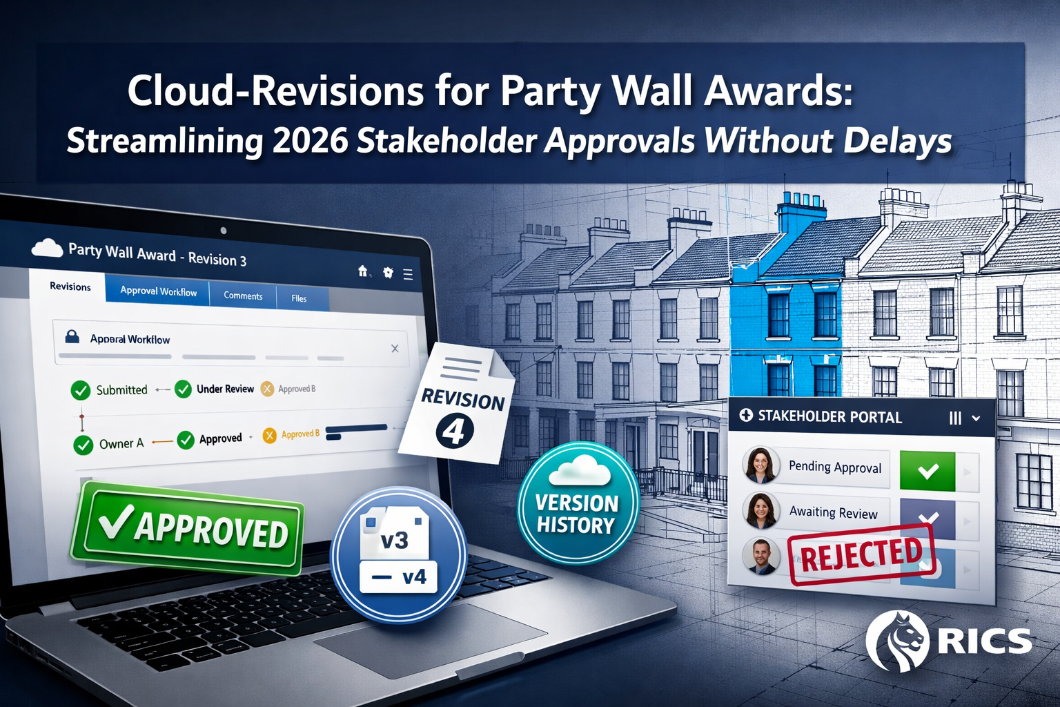 Professional () hero image featuring 'Cloud-Revisions for Party Wall Awards: Streamlining 2026 Stakeholder Approvals Without