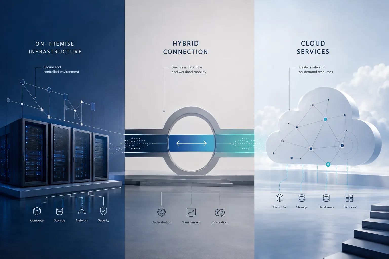 Click to regenerate this image How Hybrid Infrastructure Works in Practice