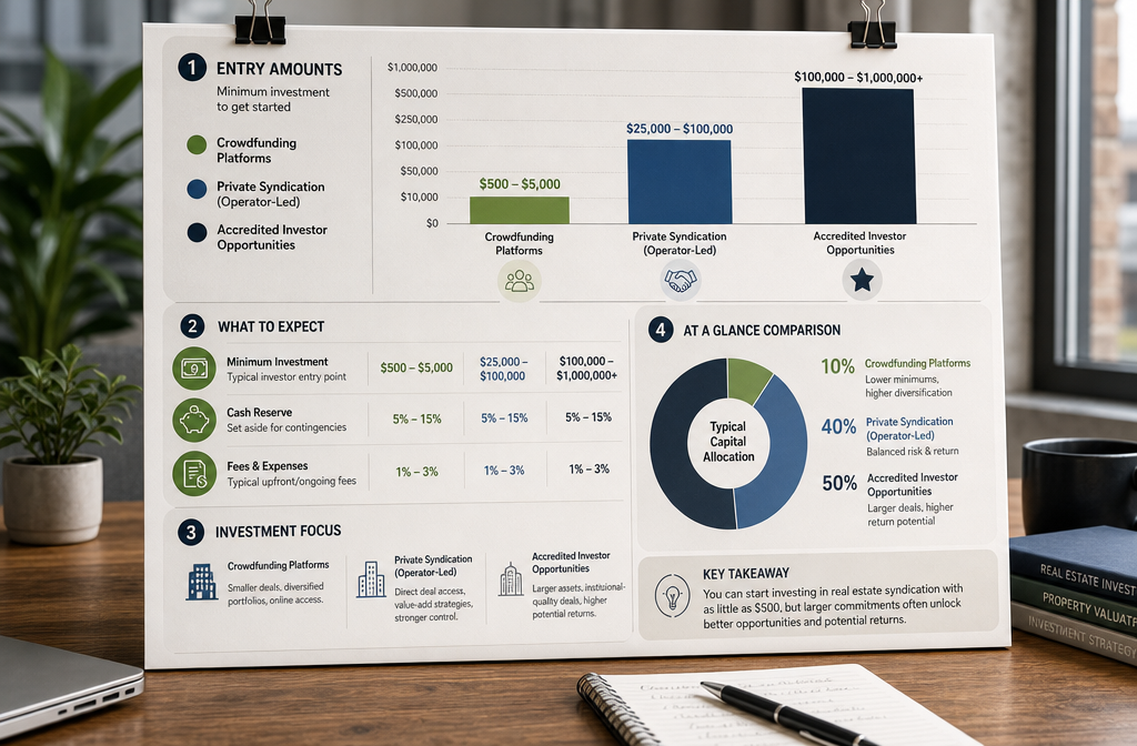 Professional infographic for article "Real Estate Syndication for Beginners: Get In Without Being a Landlord", section: "How