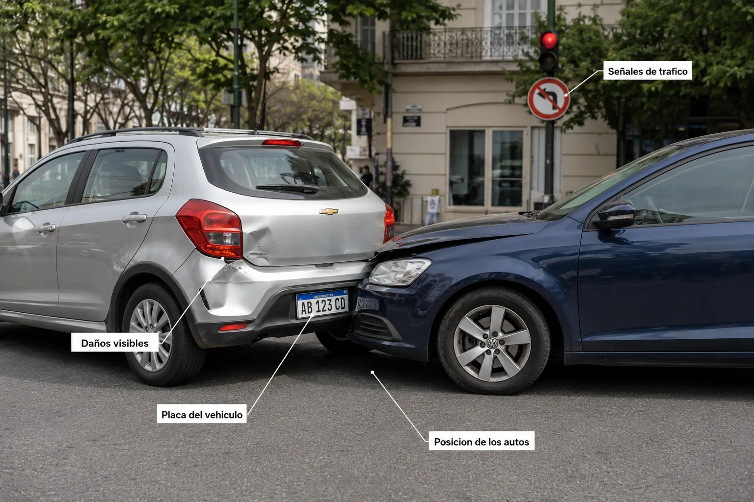 Click to regenerate this image ¿Cómo documentar la escena antes de iniciar un reclamo a la aseguradora por accidente?
