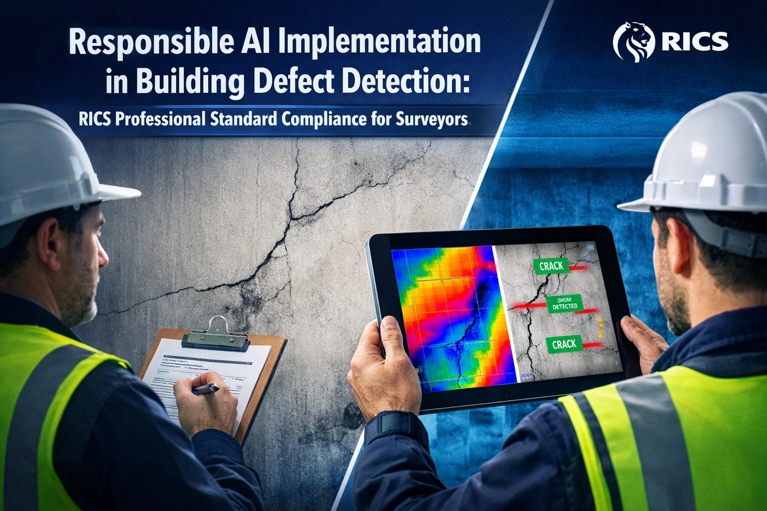 Professional () hero image featuring 'Responsible AI Implementation in Building Defect Detection: RICS Professional Standard