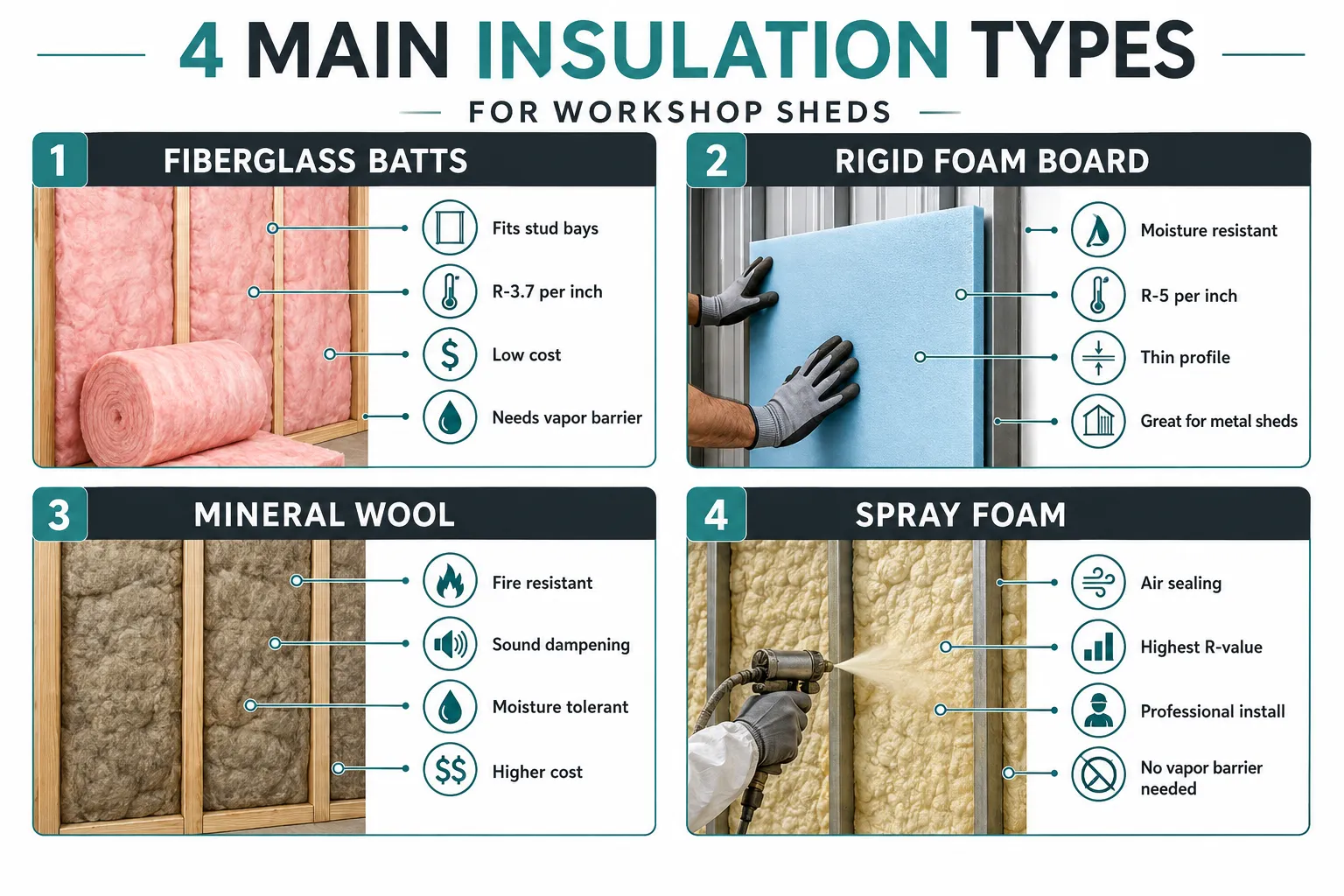 What Types of Insulation Work Best for Workshop Sheds. Workshop Shed Insulation 