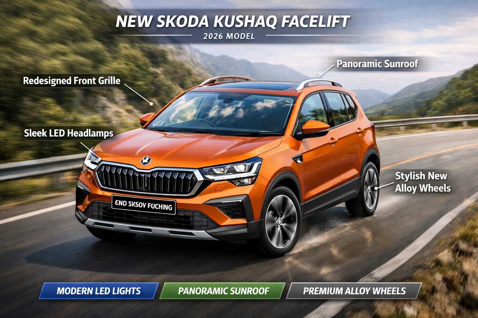 New Skoda Kushaq Facelift – 8 Speed AT, Pano Sunroof, Seat Massage: Elevating the Compact SUV Experience in 2026