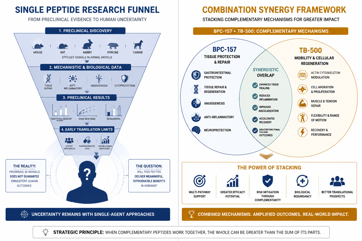 A Decision-Making Framework for Interpreting Single-Peptide vs Stack Research