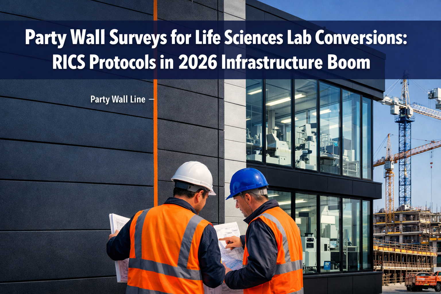 Professional () hero image with 'Party Wall Surveys for Life Sciences Lab Conversions: RICS Protocols in 2026 Infrastructure
