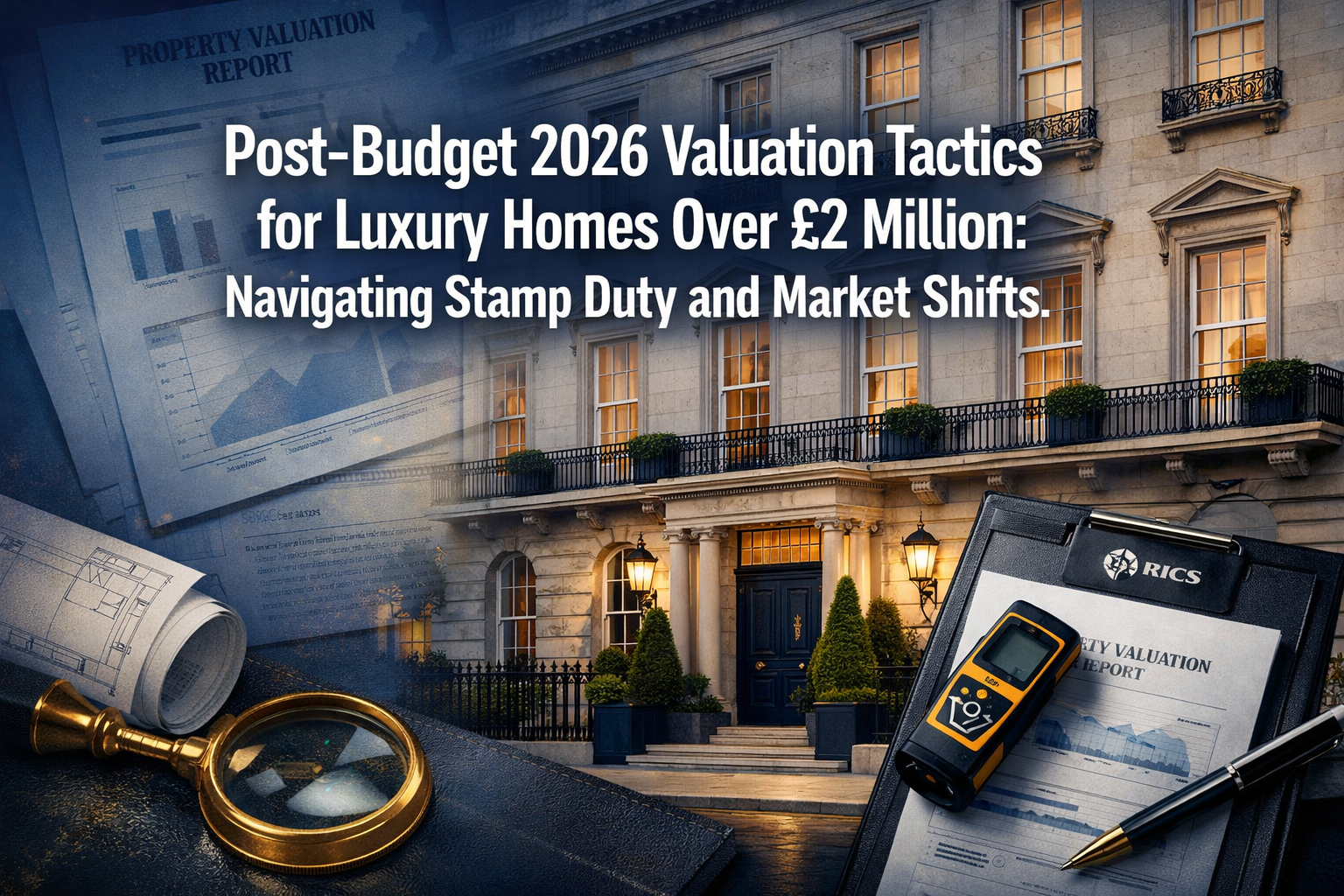 Professional () hero image with 'Post-Budget 2026 Valuation Tactics for Luxury Homes Over £2 Million: Navigating Stamp Duty
