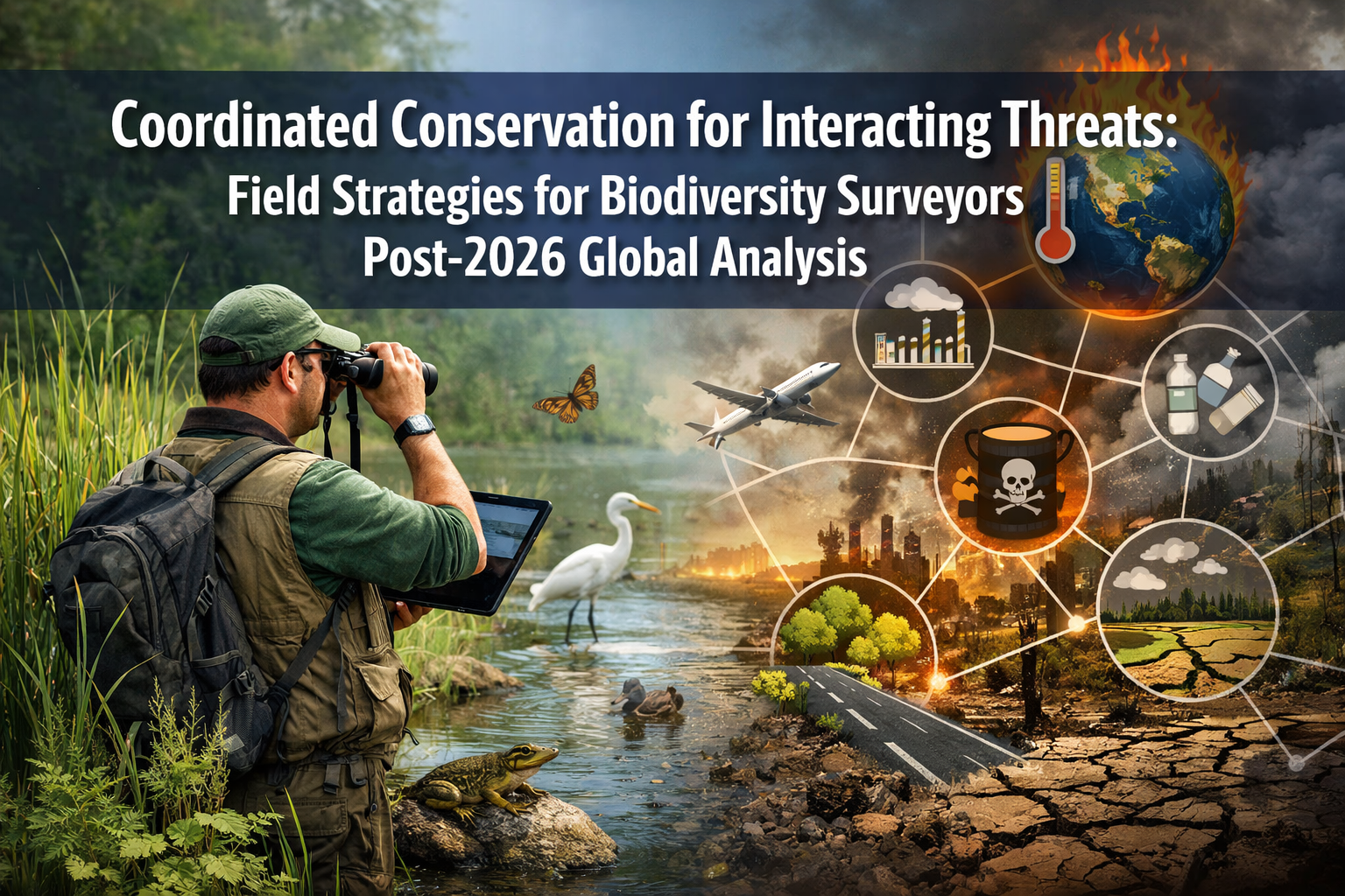 Professional () editorial hero image featuring 'Coordinated Conservation for Interacting Threats: Field Strategies for