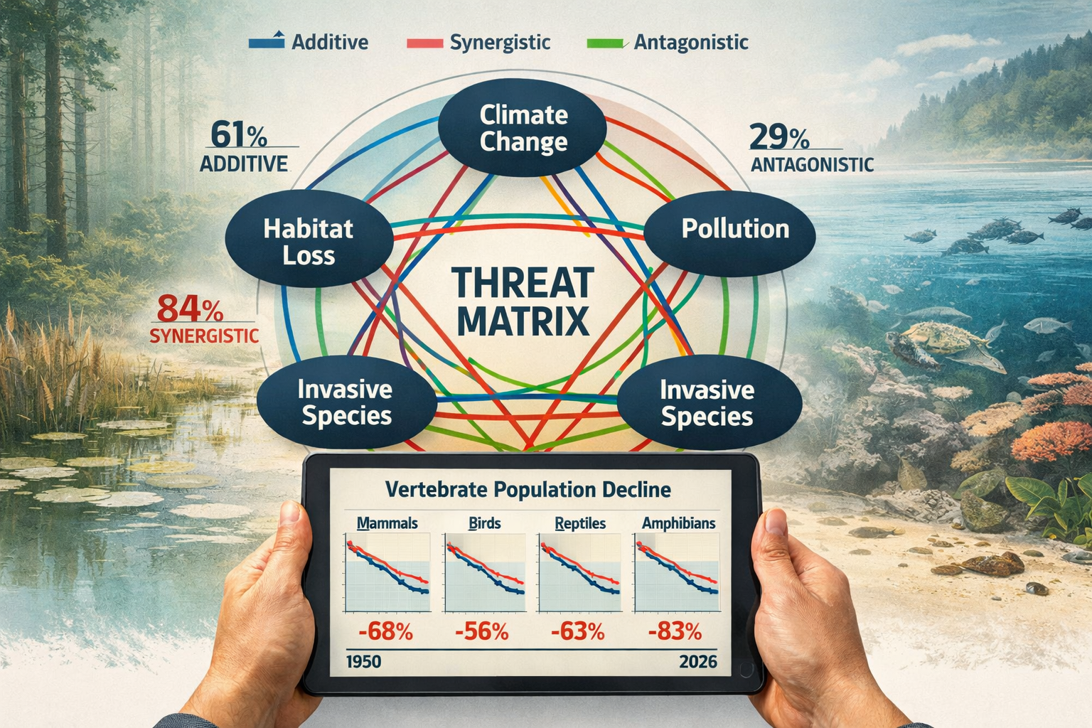 Detailed () image showing interactive threat matrix visualization as central focus: large circular diagram with