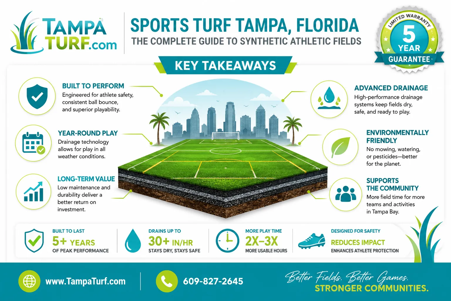 How do sports turf drainage solutions handle Tampa's humid weather?