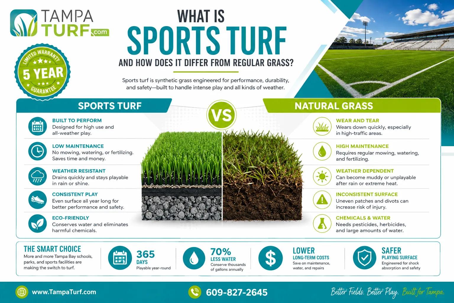 Sports turf for soccer fields and multi-sport use