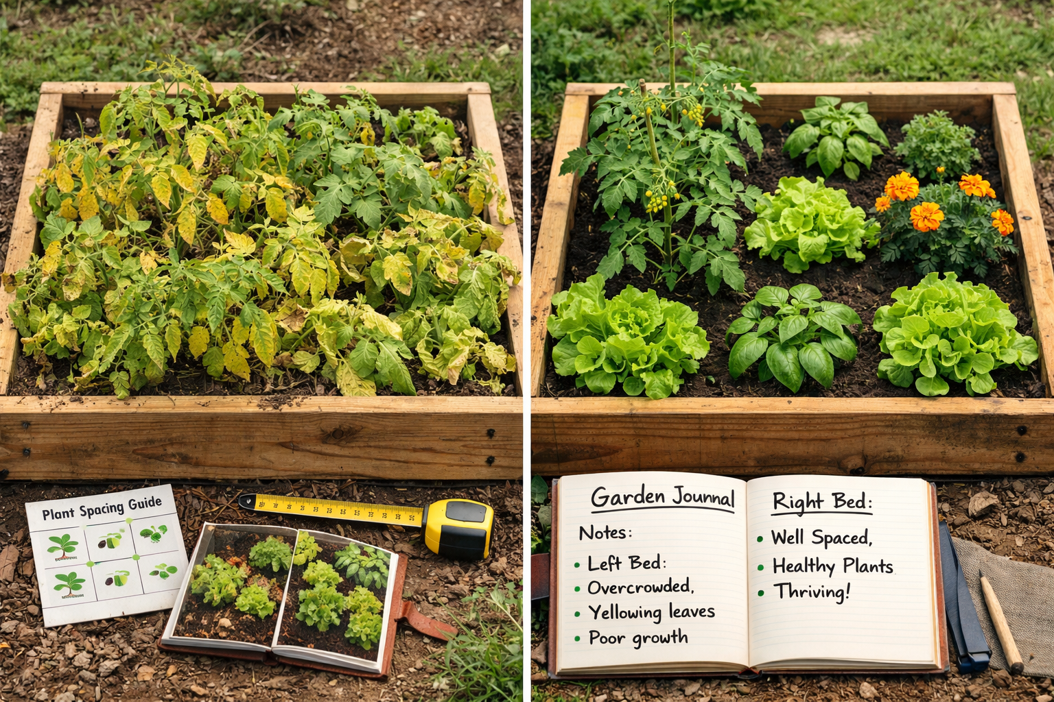 All images must be as if shot with an SLR camera () troubleshooting scene showing side-by-side comparison containers. Left