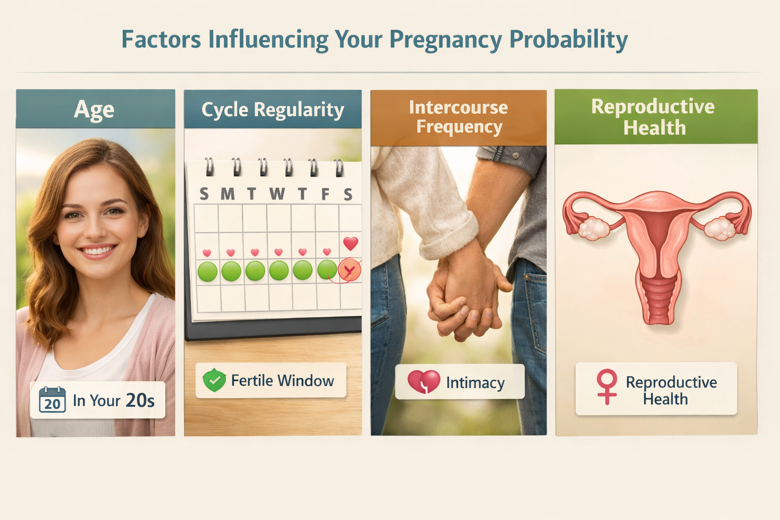 Detailed () image prompt for the section 'Factors Influencing Your Pregnancy Probability'. This image should be a