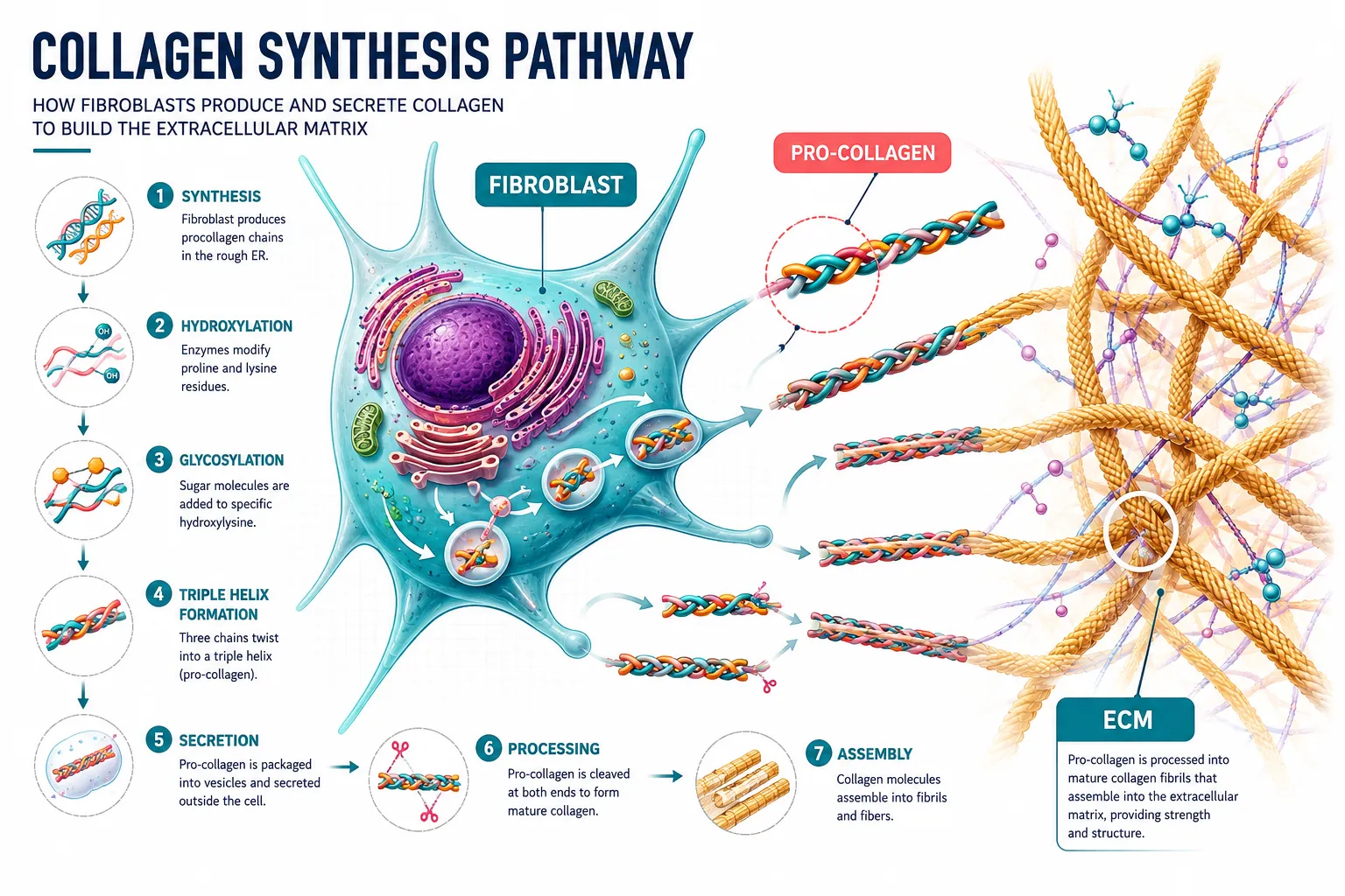 The Collagen Synthesis Pathway: What the Biology Actually Shows