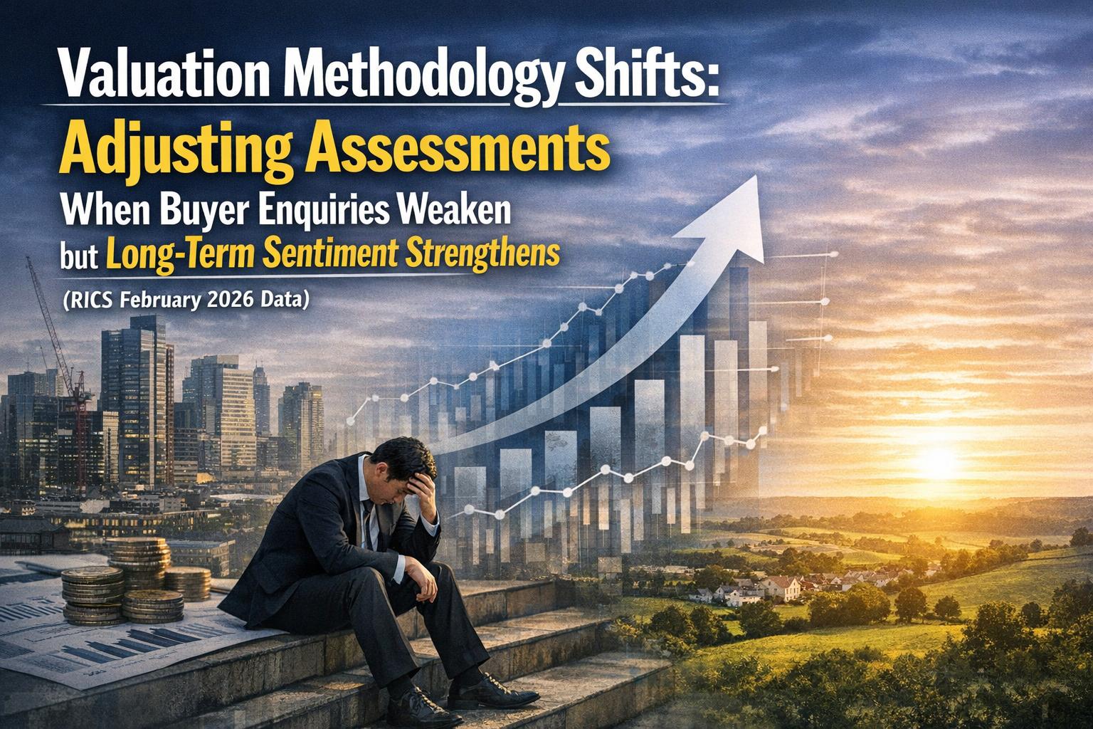 Professional landscape hero image () with : "Valuation Methodology Shifts: Adjusting Assessments When Buyer Enquiries Weaken
