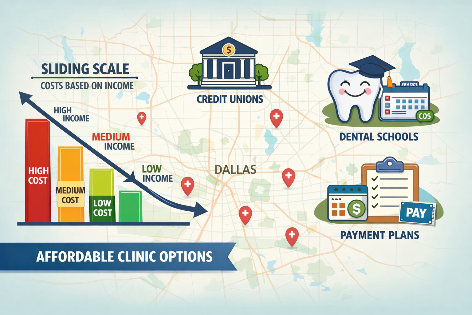 Detailed () image illustrating various financial avenues, such as a graphical representation of a sliding scale with costs